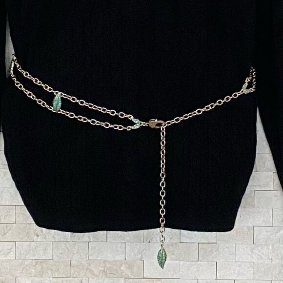 NWOT St. John Designer Gold & Green Crystal Leaf Chain Belt or Necklace. Luxury - Picture 13 of 13